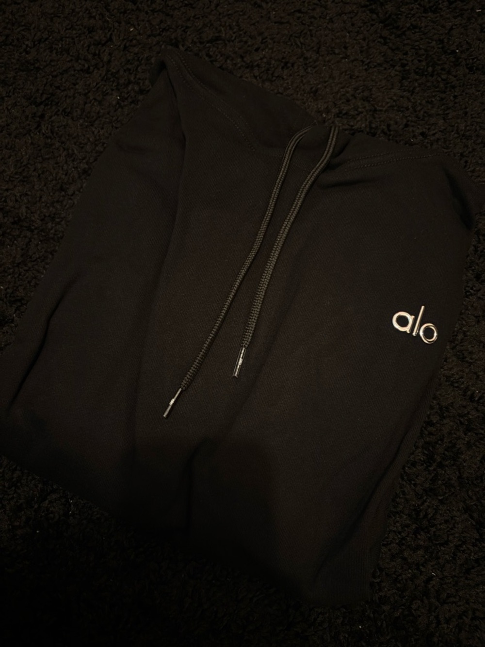ALO Yoga Black Hoodie with Silver Logo